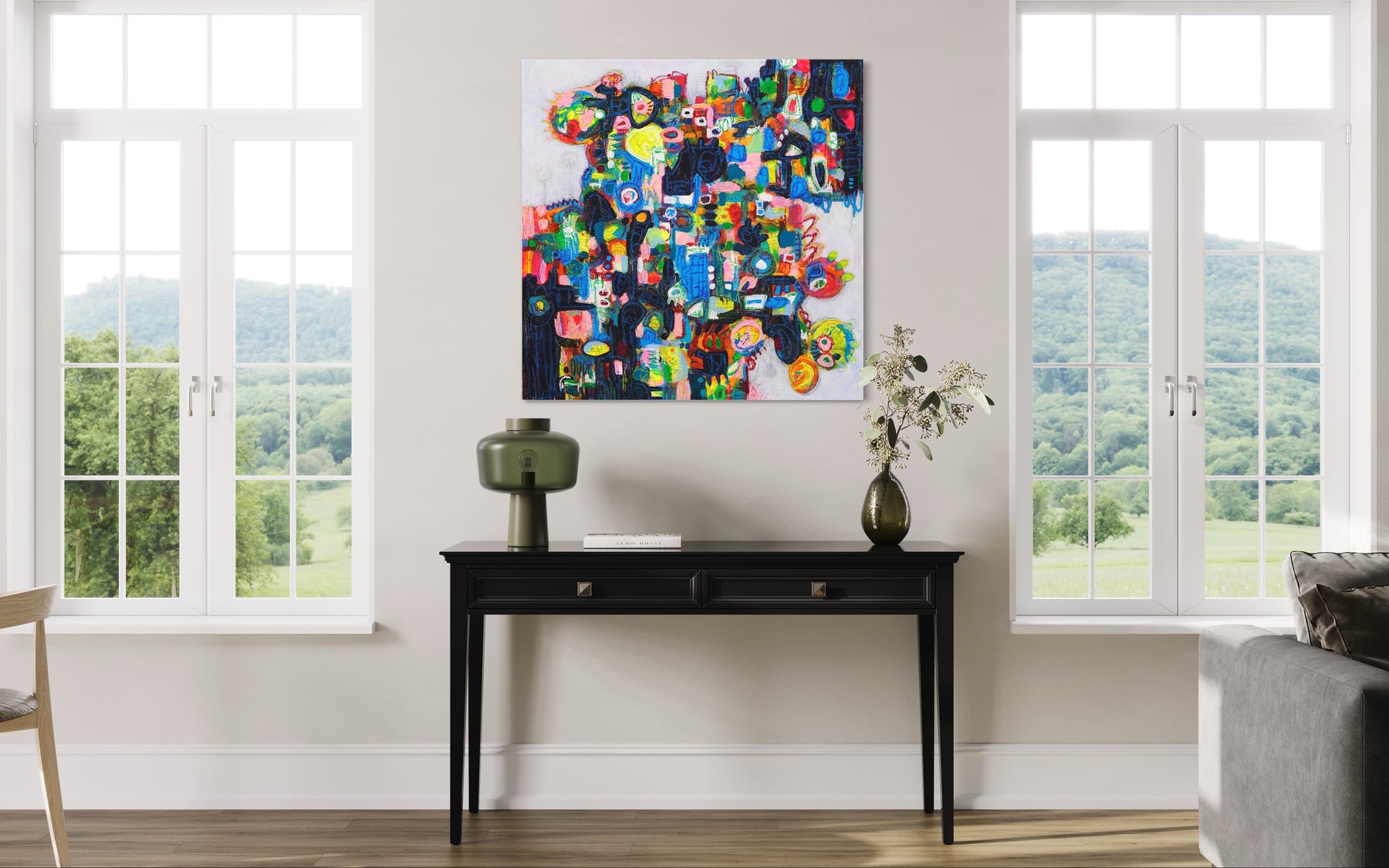 "Ciudad Azulada" Abstract Painting