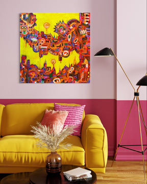 "Ciudad Frenesí" Abstract Painting